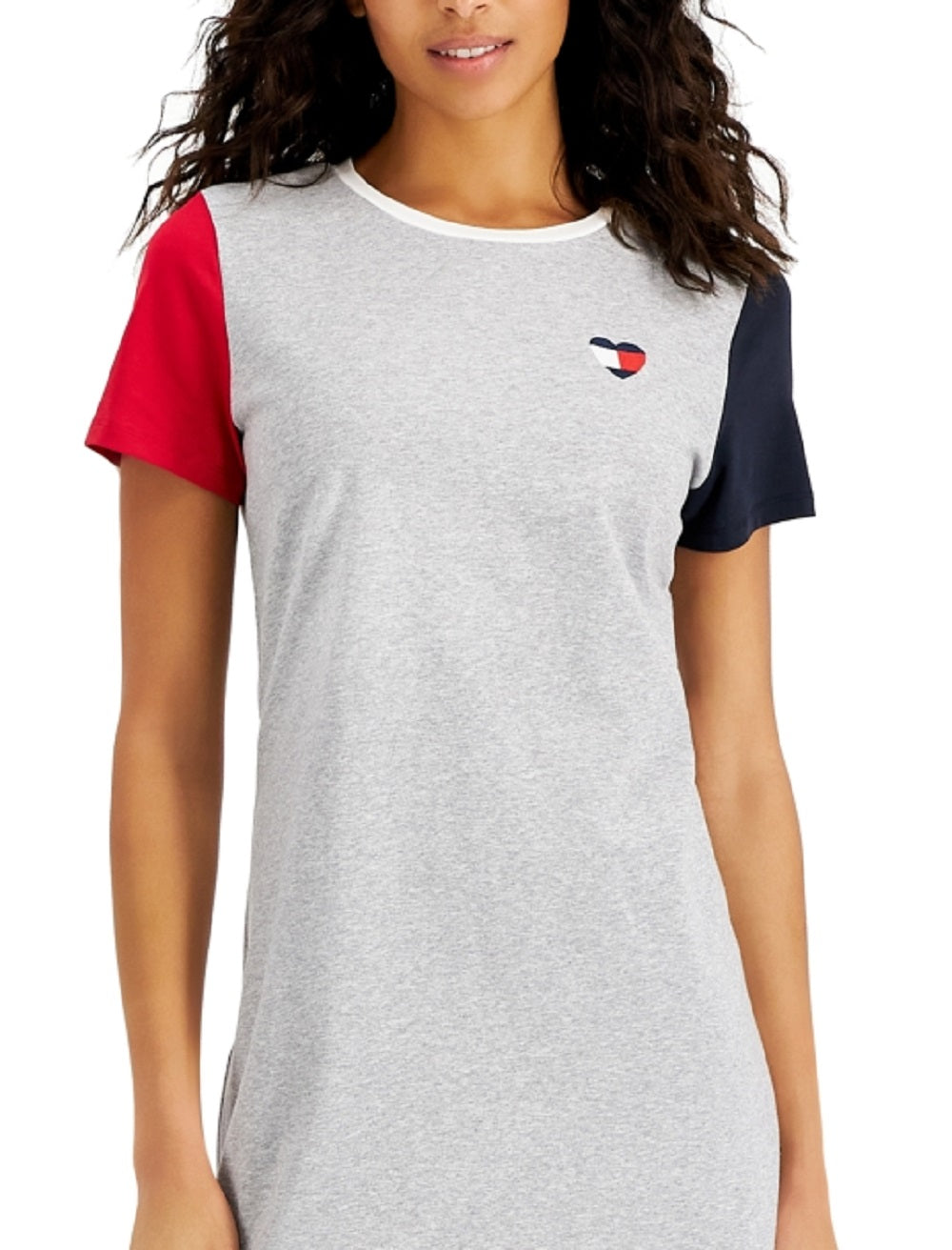 Tommy Hilfiger Women's Colorblocked Heart T-Shirt Dress Gray Size XX-Large