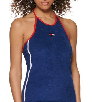 Tommy Hilfiger Women's Towel Terry Halter Dress Blue Size Medium