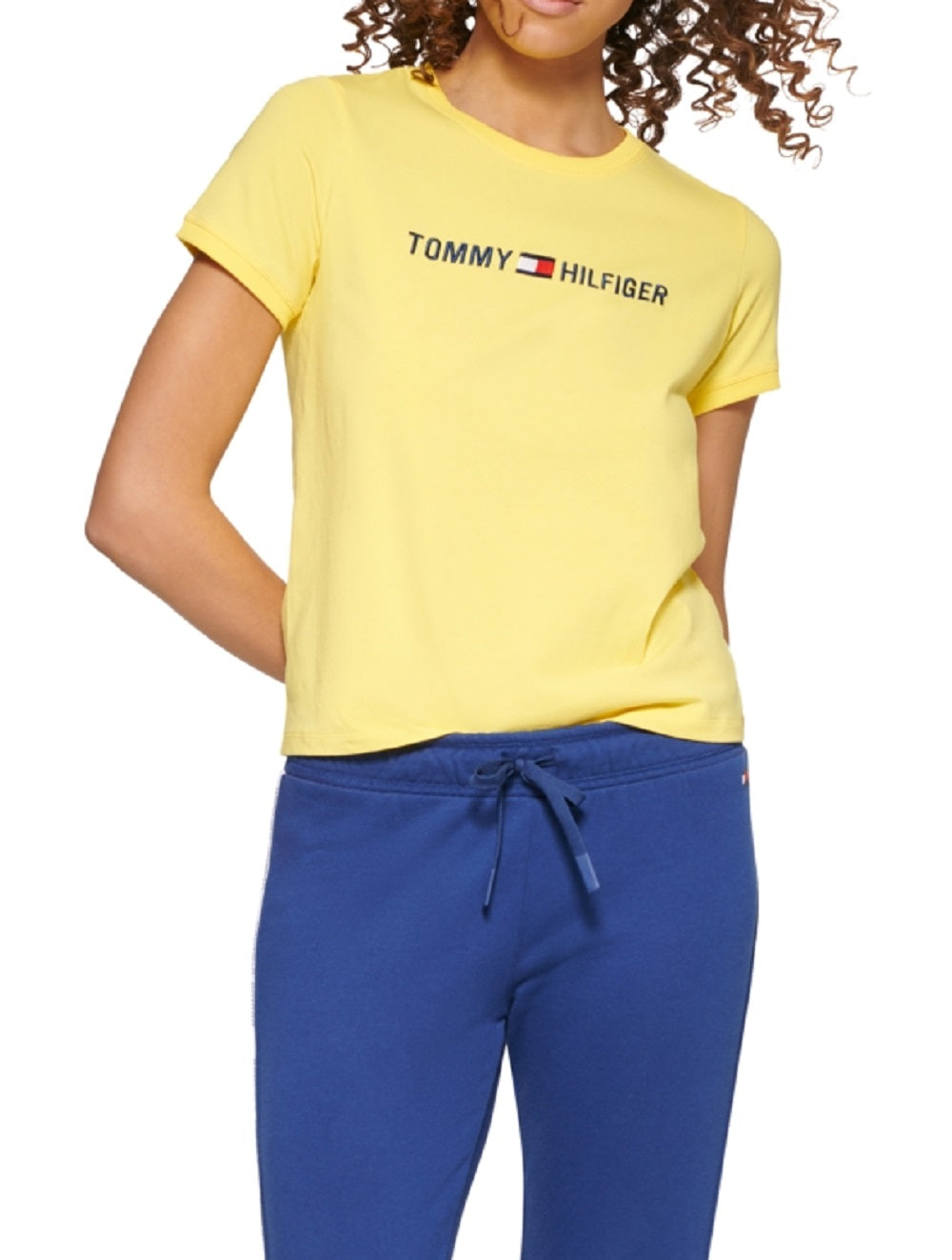 Tommy Hilfiger Women's Sport Logo T Shirt Yellow Size XX Large