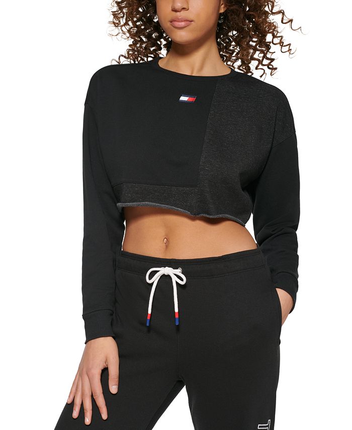 Tommy Hilfiger Women's Cropped Sweatshirt Gray Size Medium