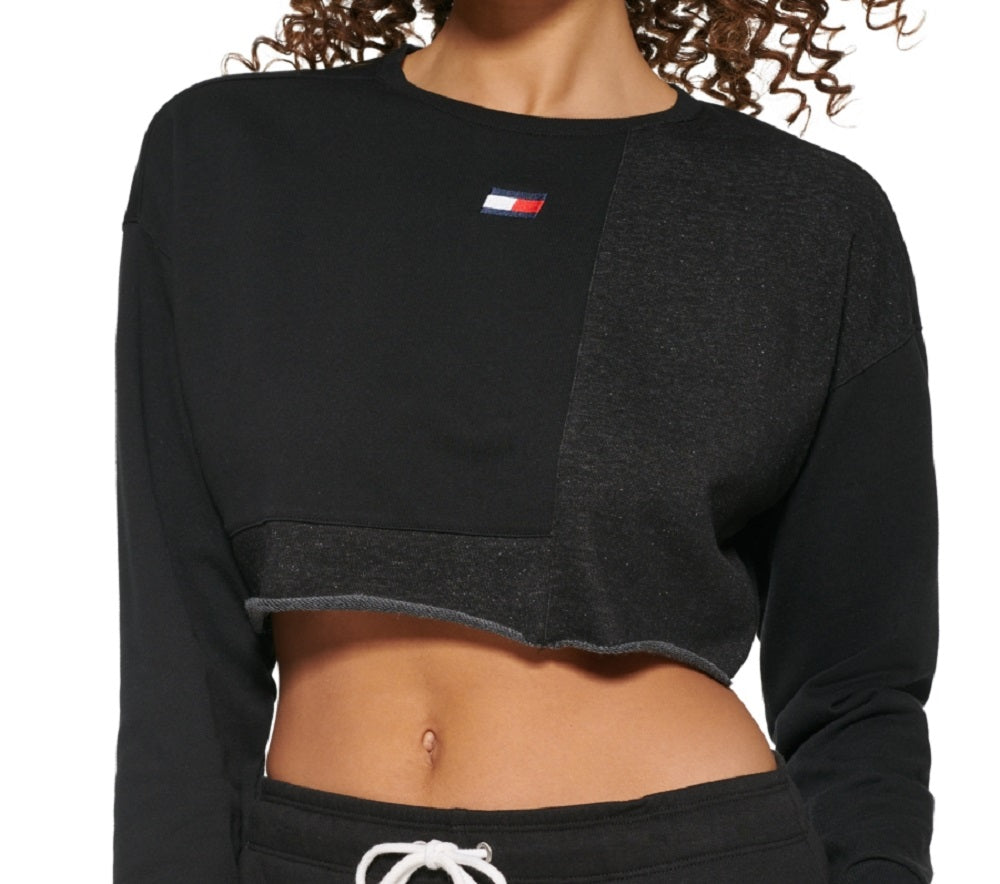 Tommy Hilfiger Women's Cropped Sweatshirt Gray Size Medium