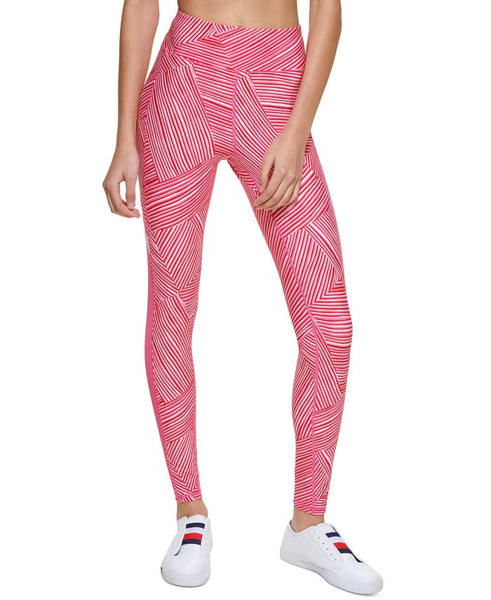 Tommy Hilfiger Women's Printed High Rise Leggings Pink Size XX