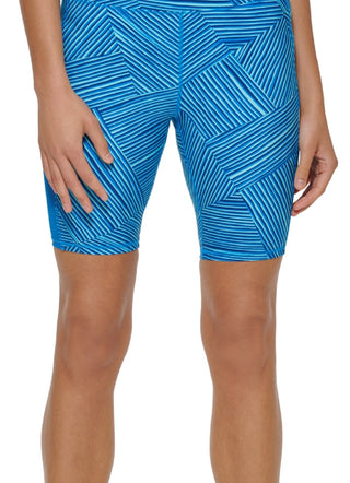 Tommy Hilfiger Women's Printed High Rise Compression Bike Shorts Blue Size X Large