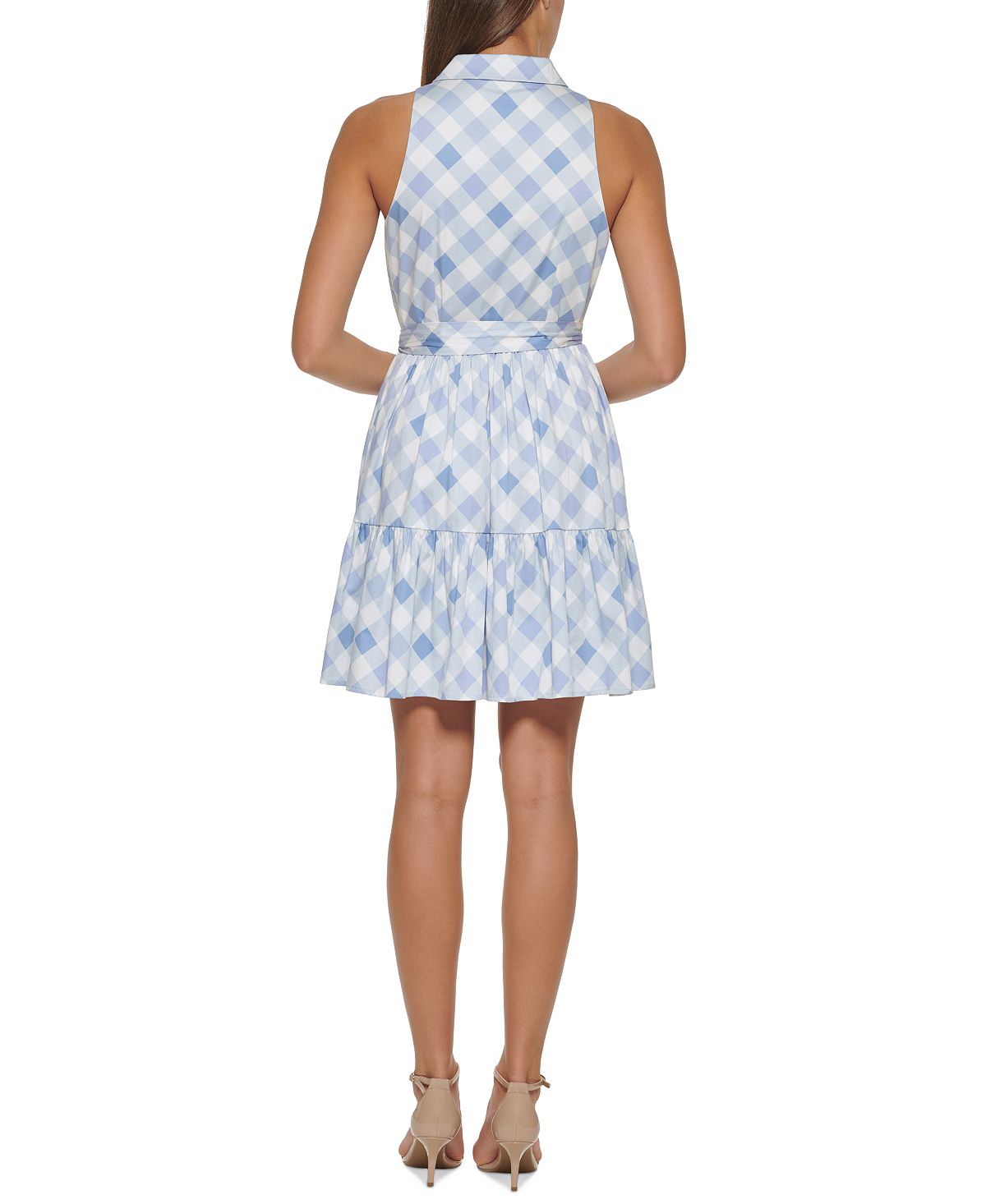 Tommy Hilfiger Women's Gingham Print Belted Dress Blue Size 4