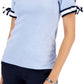 Tommy Hilfiger Women's Tie Sleeve Cotton Top Blue Size Small