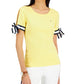 Tommy Hilfiger Women's Tie Sleeve Cotton Top Yellow