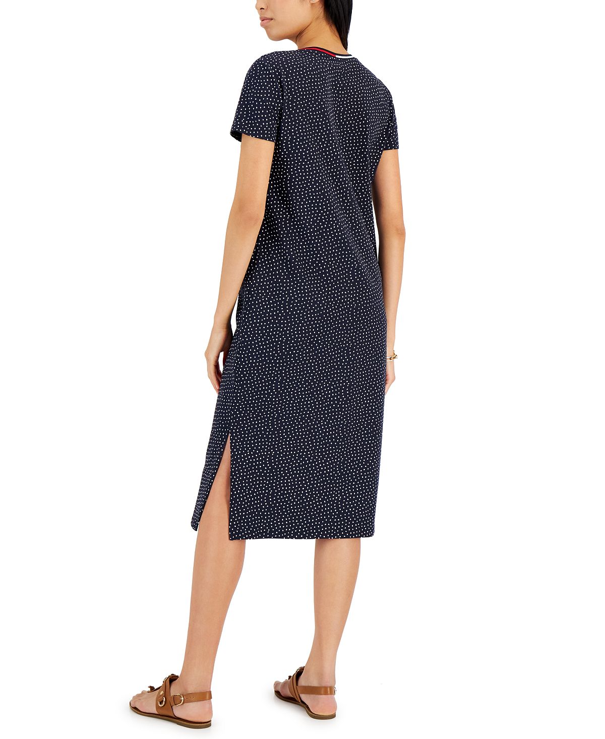 Tommy Hilfiger Women's Polka Dot Midi Dress Blue Size X-Small