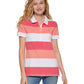 Tommy Hilfiger Women's Short Sleeve Polo Rugby Striped Top Pink Size X Large