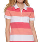 Tommy Hilfiger Women's Short Sleeve Polo Rugby Striped Top Pink Size X Large