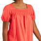 Tommy Hilfiger Women's Smocked Puff Sleeve Pullover Top Red Size Large