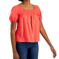 Tommy Hilfiger Women's Smocked Puff Sleeve Pullover Top Red Size Large