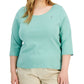 Tommy Hilfiger Women's Cotton 3/4 Sleeve T-Shirt Green Size 1X