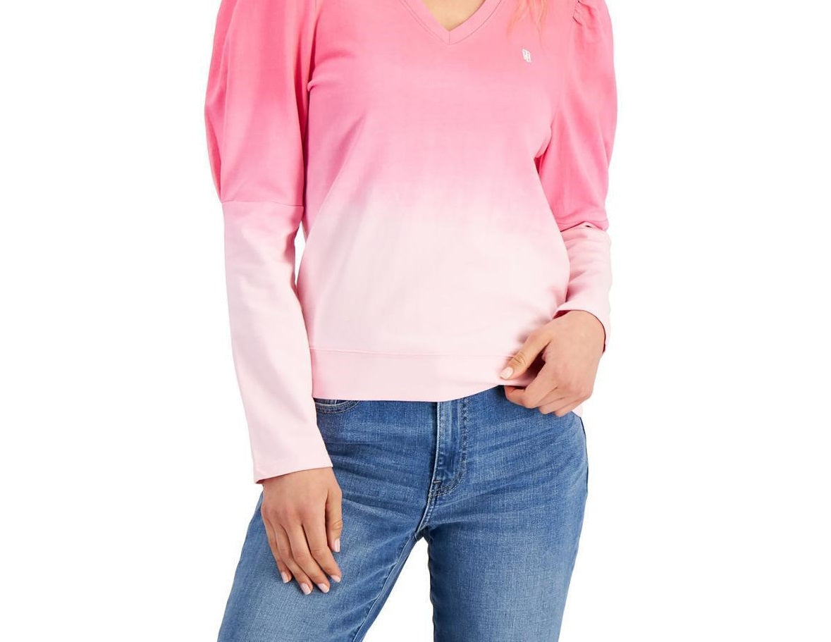 Tommy Hilfiger Women's Cotton Ombre Sweatshirt Pink Size Medium