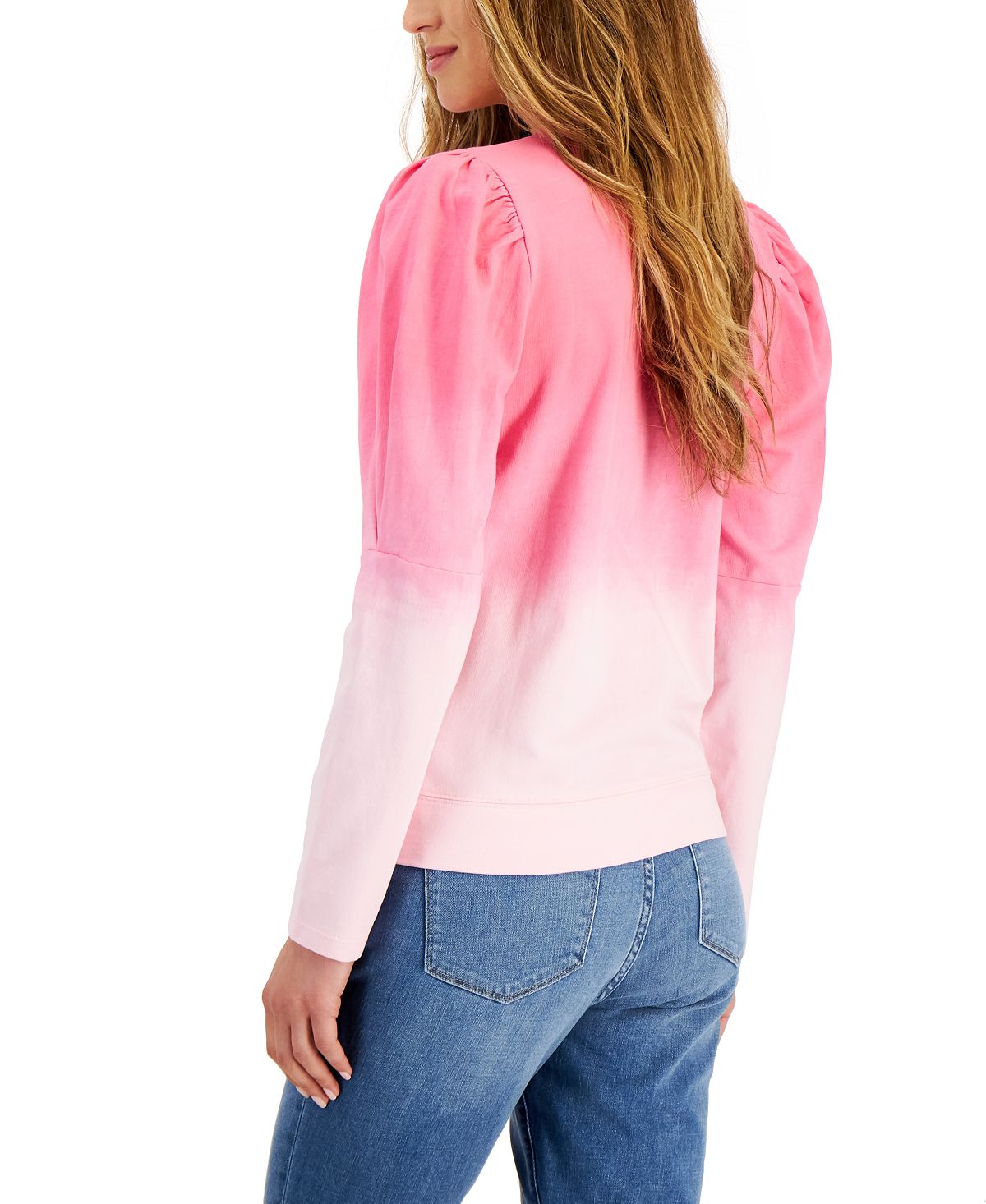Tommy Hilfiger Women's Long Sleeve Cotton Ombre Top Pink Size Small