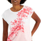 Tommy Hilfiger Women's Ombre Floral Short Sleeve T Shirt Pink Size Medium