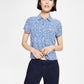 Tommy Jeans Women's Floral Print Button Down Shirt Blue Size X-Small