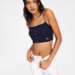 Tommy Jeans Women's Ribbed Snap Bra Top Blue Size Medium