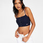 Tommy Jeans Women's Ribbed Snap Bra Top Blue Size Medium