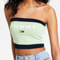 Tommy Jeans Women's Color Block Bandeau Top Green Size Large