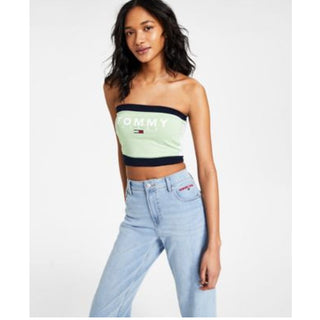 Tommy Jeans Women's Color Block Bandeau Green Size M