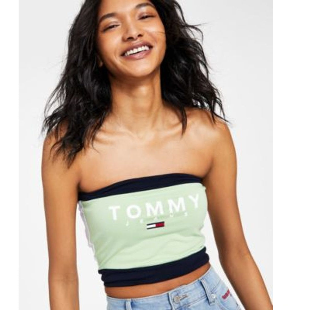 Tommy Jeans Women's Color Block Bandeau Green Size M