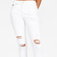 Tommy Jeans Women's Distressed Mid Rise Skinny Ankle Jeans White Size 31