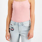 Tommy Jeans Women's Ribbed Spaghetti Strap Bodysuit Pink Size Medium