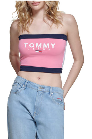 Tommy Jeans Women's Color Block Bandeau Pink Size Small