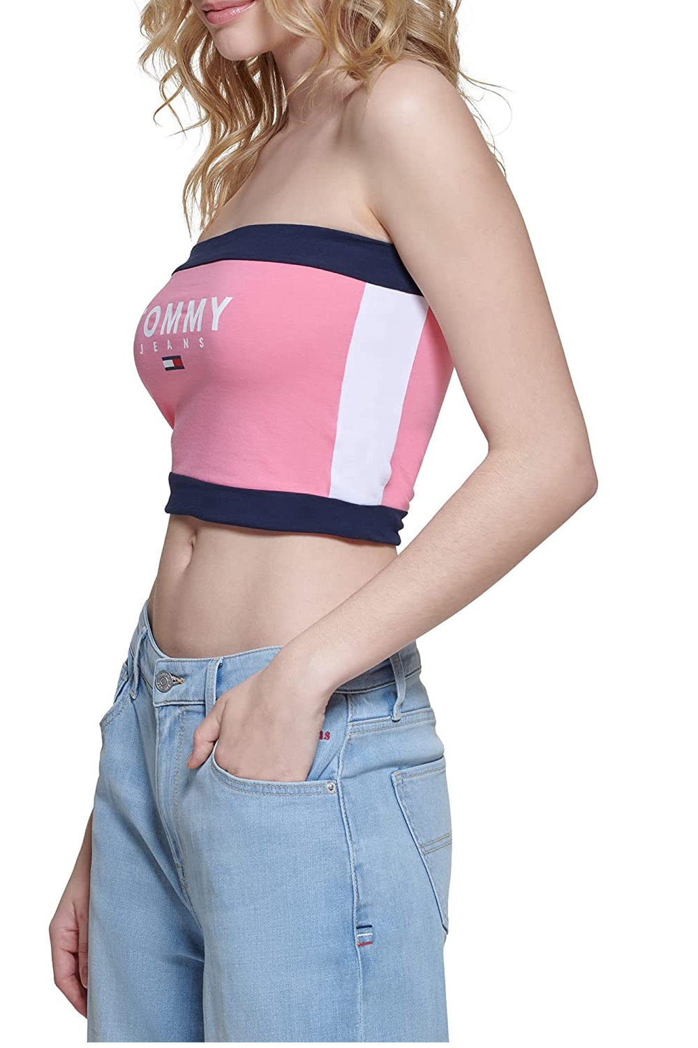 Tommy Jeans Women's Color Block Bandeau Pink Size Small