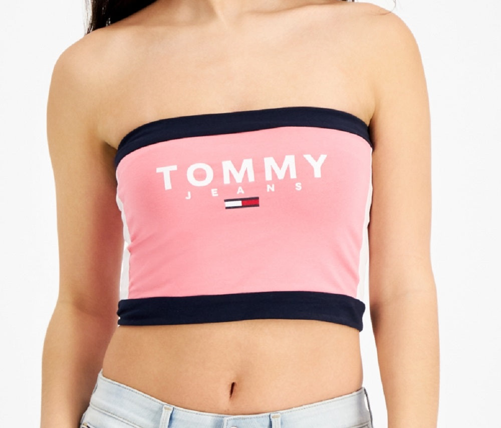 Tommy Jeans Women's Color Block Bandeau Pink Size X-Small