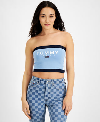 Tommy Jeans Women's Color Block Bandeau Blue Size X-Large