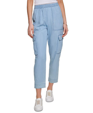 Tommy Hilfiger Women's Pull On Chambray Pants Blue Size Large