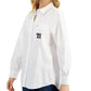 Tommy Hilfiger Women's Cotton Logo Pleated Sleeve Shirt White Size Large