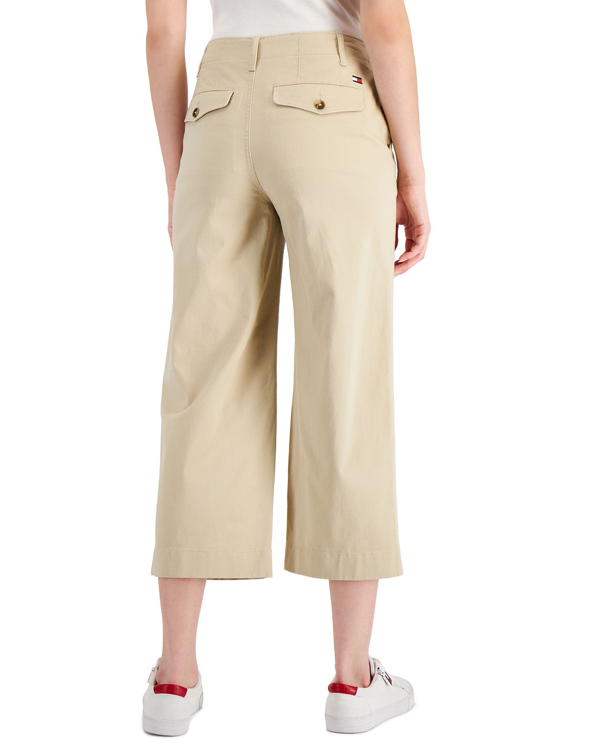 Tommy Hilfiger Women's Logo Pocket Wide Leg Pants Brown Size 8