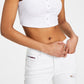 Tommy Jeans Women's Ribbed Snap Bra Top White Size X-Small