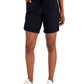 Tommy Hilfiger Women's Solid Rolled Cuff Utility Shorts Black Size Large