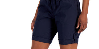 Tommy Hilfiger Women's Solid Rolled Cuff Utility Shorts Navy Size X-Large