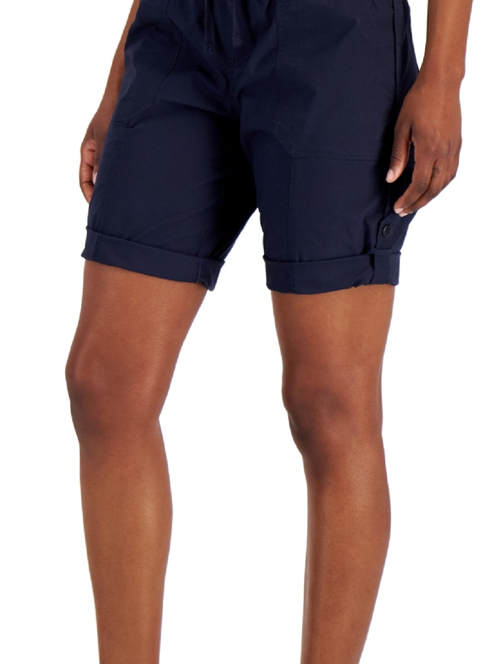 Tommy Hilfiger Women's Solid Rolled Cuff Utility Shorts Blue Size Large