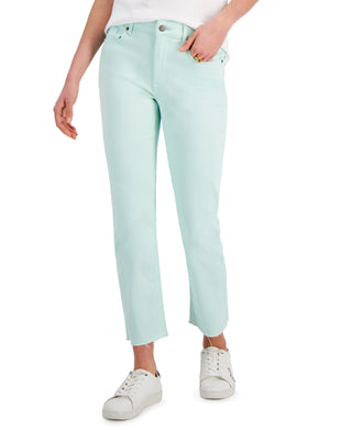 Tommy Hilfiger Women's Tribeca Th Flex Straight Leg Raw Hem Jeans Blue Size 8