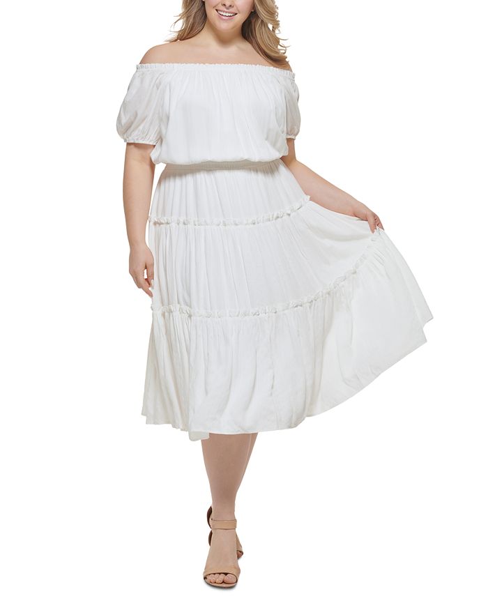 Tommy Hilfiger Women's Off The Shoulder Dress White Size 20W