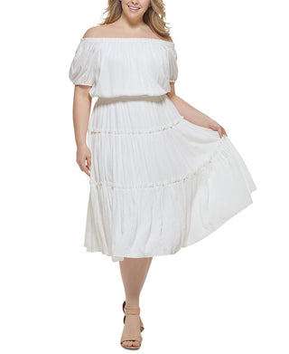 Tommy Hilfiger Women's Off The Shoulder Dress White Size 20W