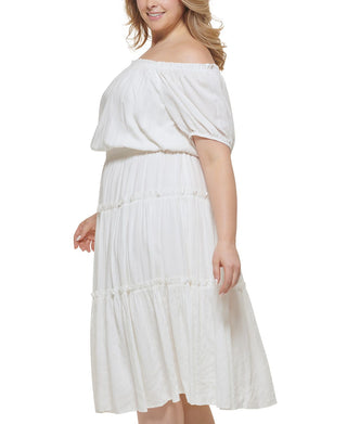 Tommy Hilfiger Women's Off The Shoulder Dress White Size 20W