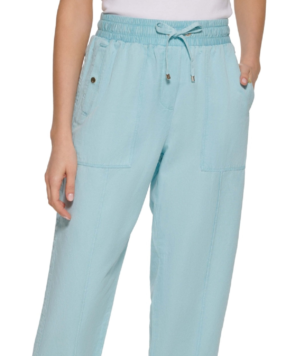 Tommy Hilfiger Women's Solid Cropped Pull On Pants Blue Size Medium