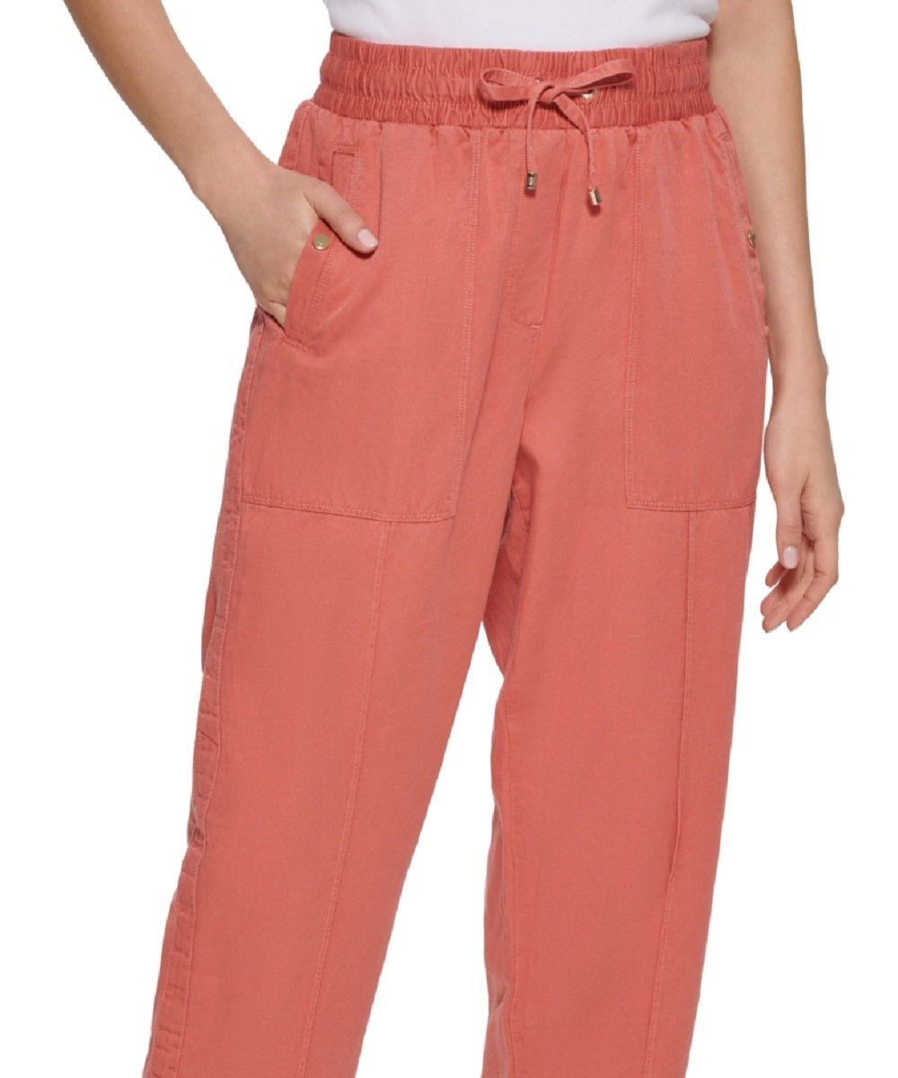 Tommy Hilfiger Women's Solid Cropped Pull On Pants Pink Size Small