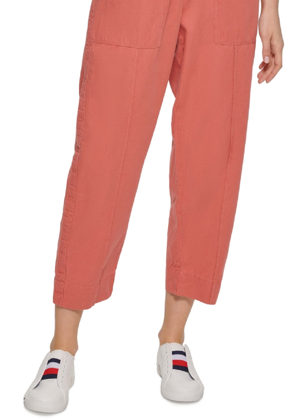 Tommy Hilfiger Women's Solid Cropped Pull On Pants Pink Size Small