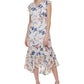 Tommy Hilfiger Women's Floral Woven High Low Midi Dress Beige Size 4Petite