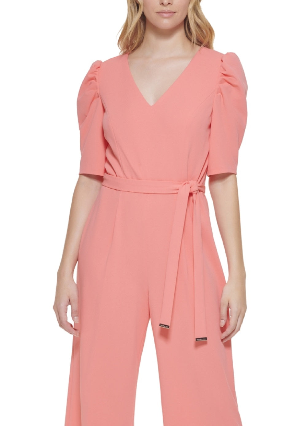 Tommy Hilfiger Women's Puffed Sleeve Jumpsuit Pink Size 4