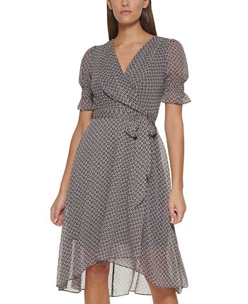 Tommy Hilfiger Women's Printed Midi Dress Black Size 6