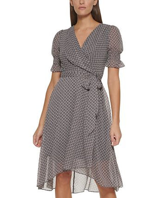 Tommy Hilfiger Women's Printed Midi Dress Black Size 6