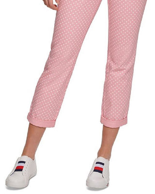 Tommy Hilfiger Women's Dot Print Chino Pants Pink Size 10
